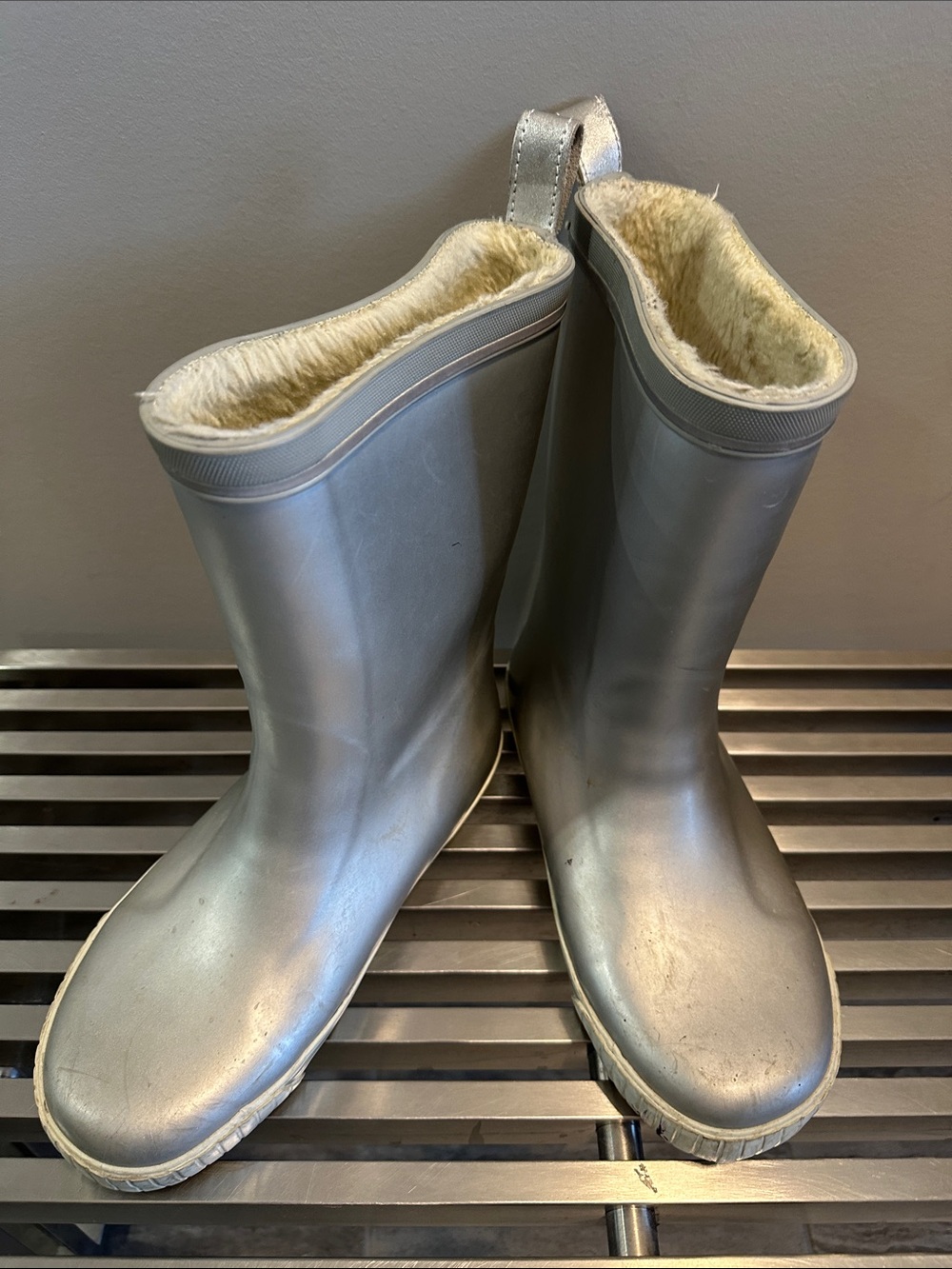 Tretorn Metallic Silver Lined Rain Boots